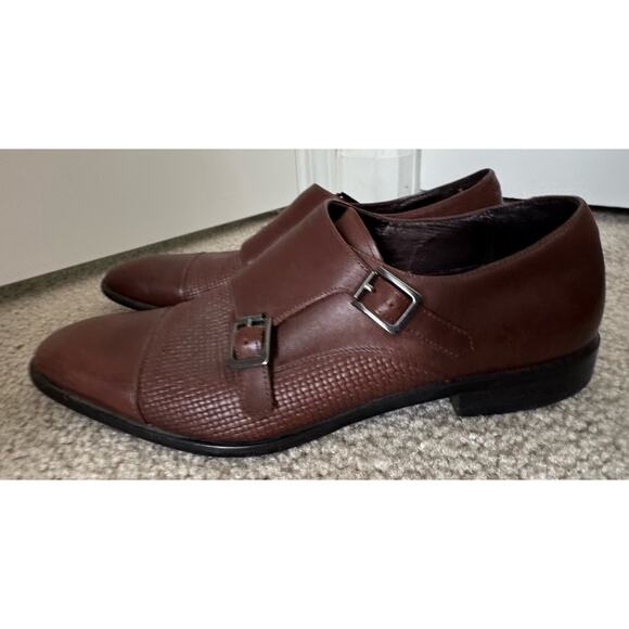 CALIBRATE Men’s Brown Leather Double Monk Strap Dress Shoes 11M – Classic Style - Picture 2 of 11